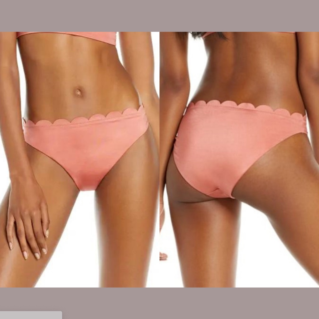 Nwt $45 Chelsea28 Metallic Scallop Bikini Bottoms In Pink Brick [Sz Xxl ]